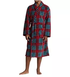 Tall Man Microfiber Plush Shawl Collar Robe Red Tartan Plaid 1X-2X