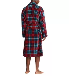 Tall Man Microfiber Plush Shawl Collar Robe Red Tartan Plaid 1X-2X