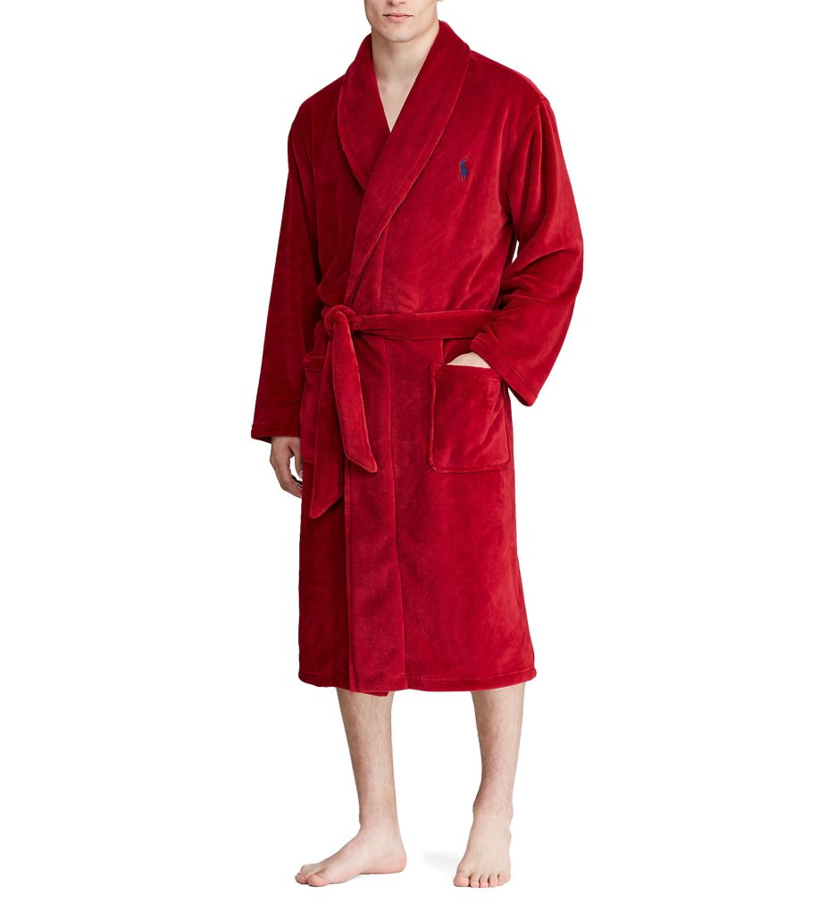 Microfiber Shawl Collar Plush Robe Eaton Red S/M