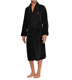 Microfiber Shawl Collar Plush Robe Polo Black S/M
