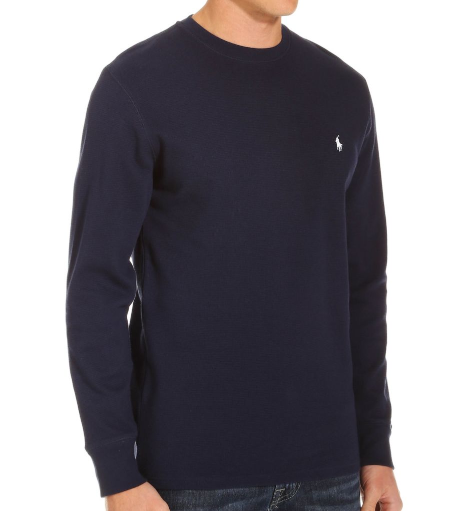 Waffle-Knit Long Sleeve Big Man Crew