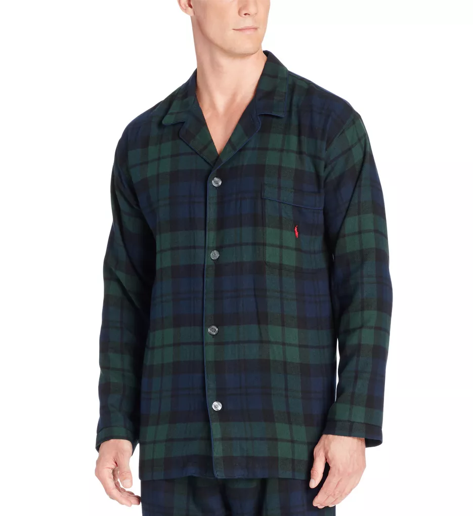 Flannel Long Sleeve Pajama Top Blackwatch Tartan XL