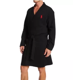 Brushed Fleece Kimono Robe Polo Black/Red S/M