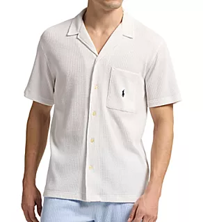 SeerSucker Short Sleeve PJ Top White/Cruise Navy L
