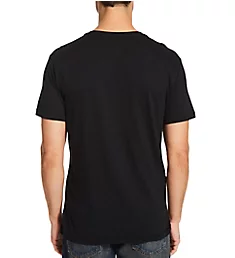 100% Cotton V-Neck Knit T-Shirt Polo Black S