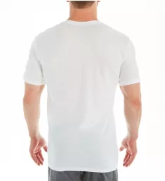 100% Cotton V-Neck Knit T-Shirt White/Cruise Navy S