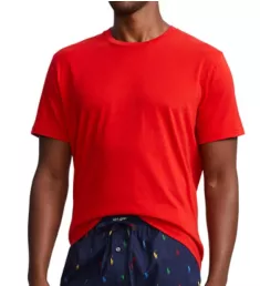 100% Cotton Crew Neck T-Shirt Red/Cruise Navy S