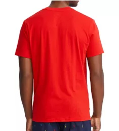 100% Cotton Crew Neck T-Shirt Red/Cruise Navy S