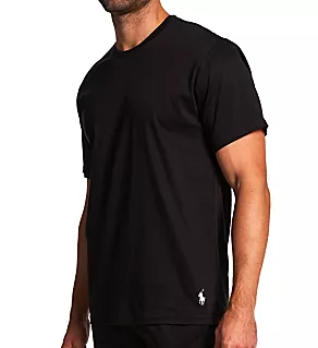 Mercerized Cotton Short Sleeve Crewneck T-Shirt Polo Black/White S
