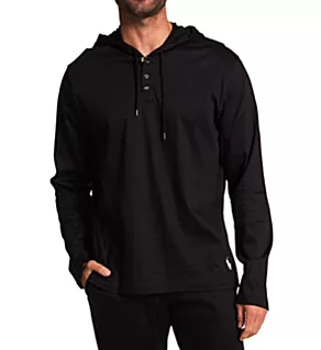 Mercerized Cotton Hoodie Polo Black/White S