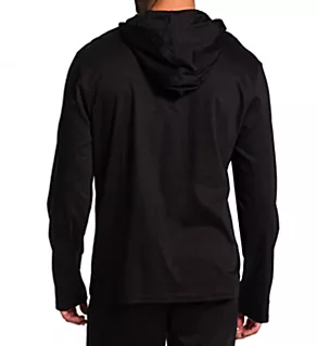 Mercerized Cotton Hoodie Polo Black/White S