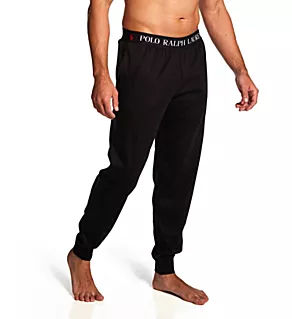 Mercerized Cotton Pajama Exposed Waistband Jogger Polo Black S
