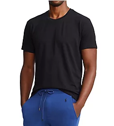 Short Sleeve Crew Neck Knit T-Shirt Black/Annapolis Blue L