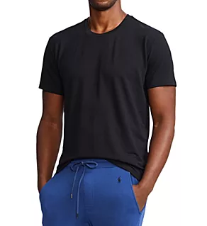 Short Sleeve Crew Neck Knit T-Shirt Black/Annapolis Blue L