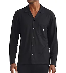 Mini Terry Long Sleeve Pajama Shirt Polo Black M