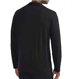 Mini Terry Long Sleeve Pajama Shirt Polo Black M