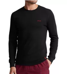 Tall Man Waffle Long Sleeve Crew Shirt Polo Black 3XT