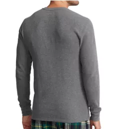 Waffle Knit Long Sleeve Crew Shirt Charcoal Heather S