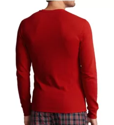 Waffle Knit Long Sleeve Crew Shirt RED S