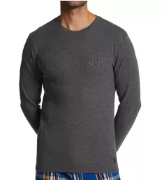 Embossed Waffle Long Sleeve Crew T-Shirt Charcoal Heather S