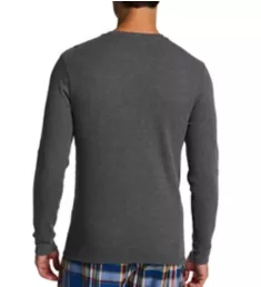 Embossed Waffle Long Sleeve Crew T-Shirt Charcoal Heather S