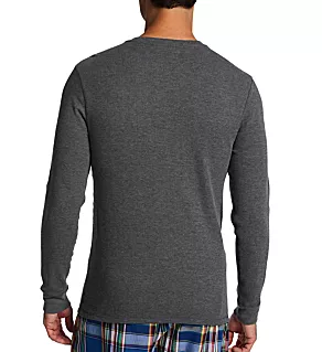 Embossed Waffle Long Sleeve Crew T-Shirt Charcoal Heather S