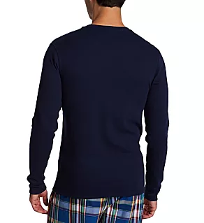Embossed Waffle Long Sleeve Crew T-Shirt Cruise Navy S