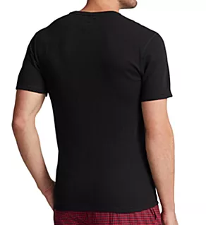 Waffle Short Sleeve Crew Neck Shirt Polo Black S