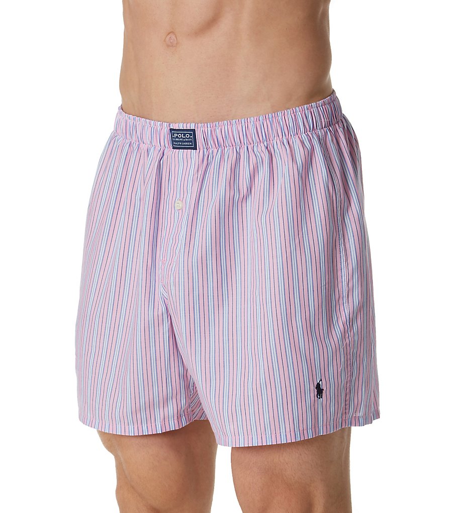 Polo Ralph Lauren R169 Connoisseur 100% Cotton Woven Boxer (Pink Regent Stripe)