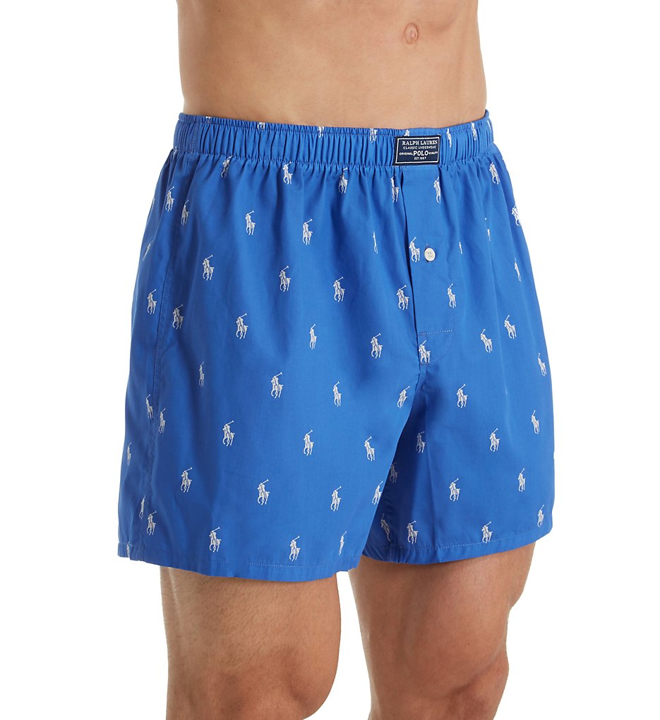 Polo Ralph Lauren R382HR Printed Polo Player 100% Cotton Boxer (Racer Blue/Chic Cream)
