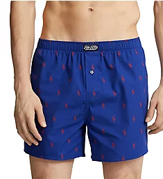 Printed Polo Player 100% Cotton Woven Boxer Heritage Royal/Red S