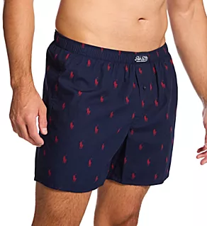 Printed Polo Player 100% Cotton Woven Boxer Cruise Navy/Red XL