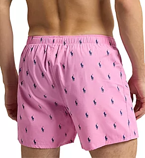 Printed Polo Player 100% Cotton Woven Boxer Beach Pink/Freshwater S