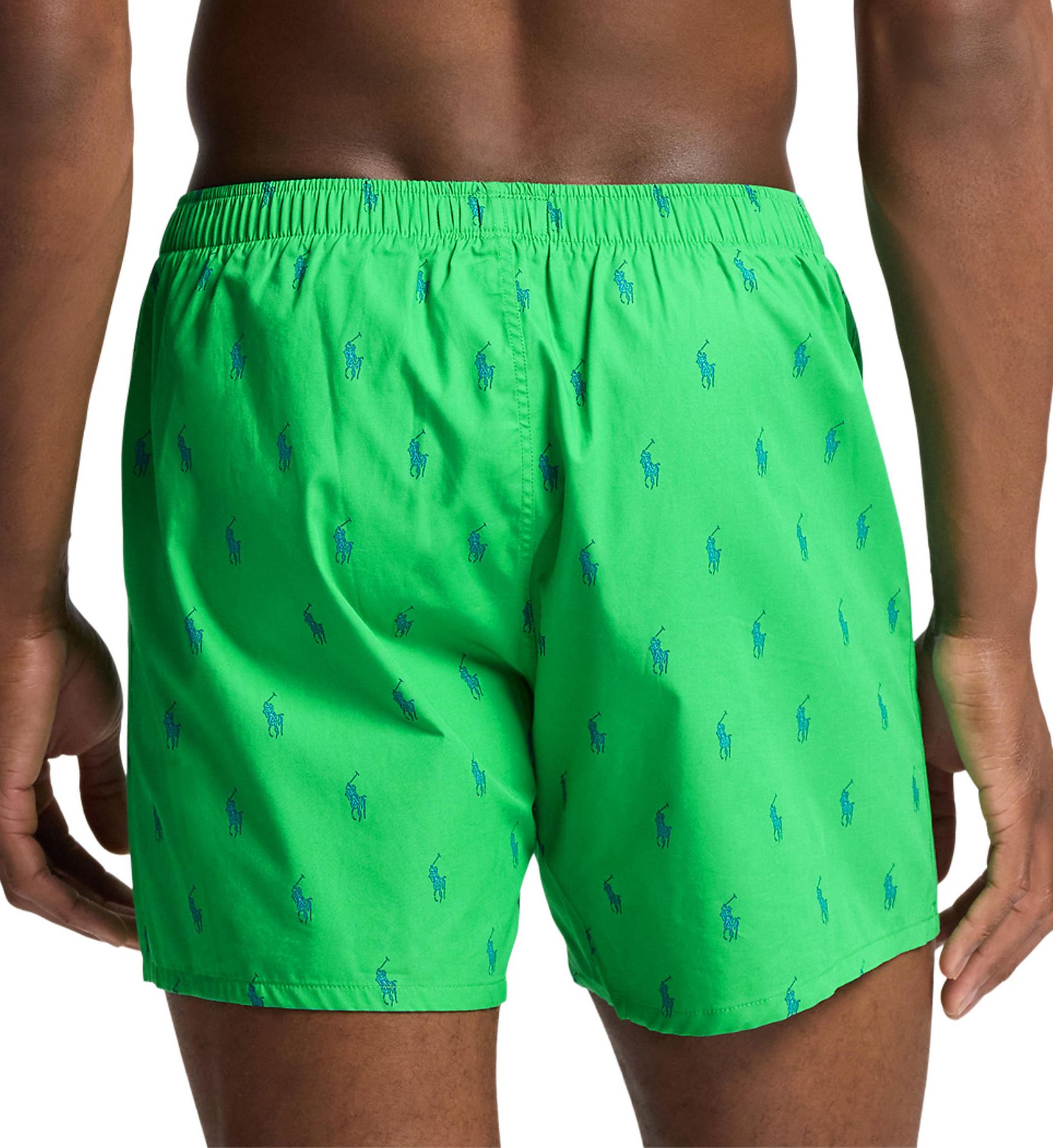 Polo Ralph Lauren Printed Polo Player 100% Cotton Woven Boxer Green/Royal S  - Image 2