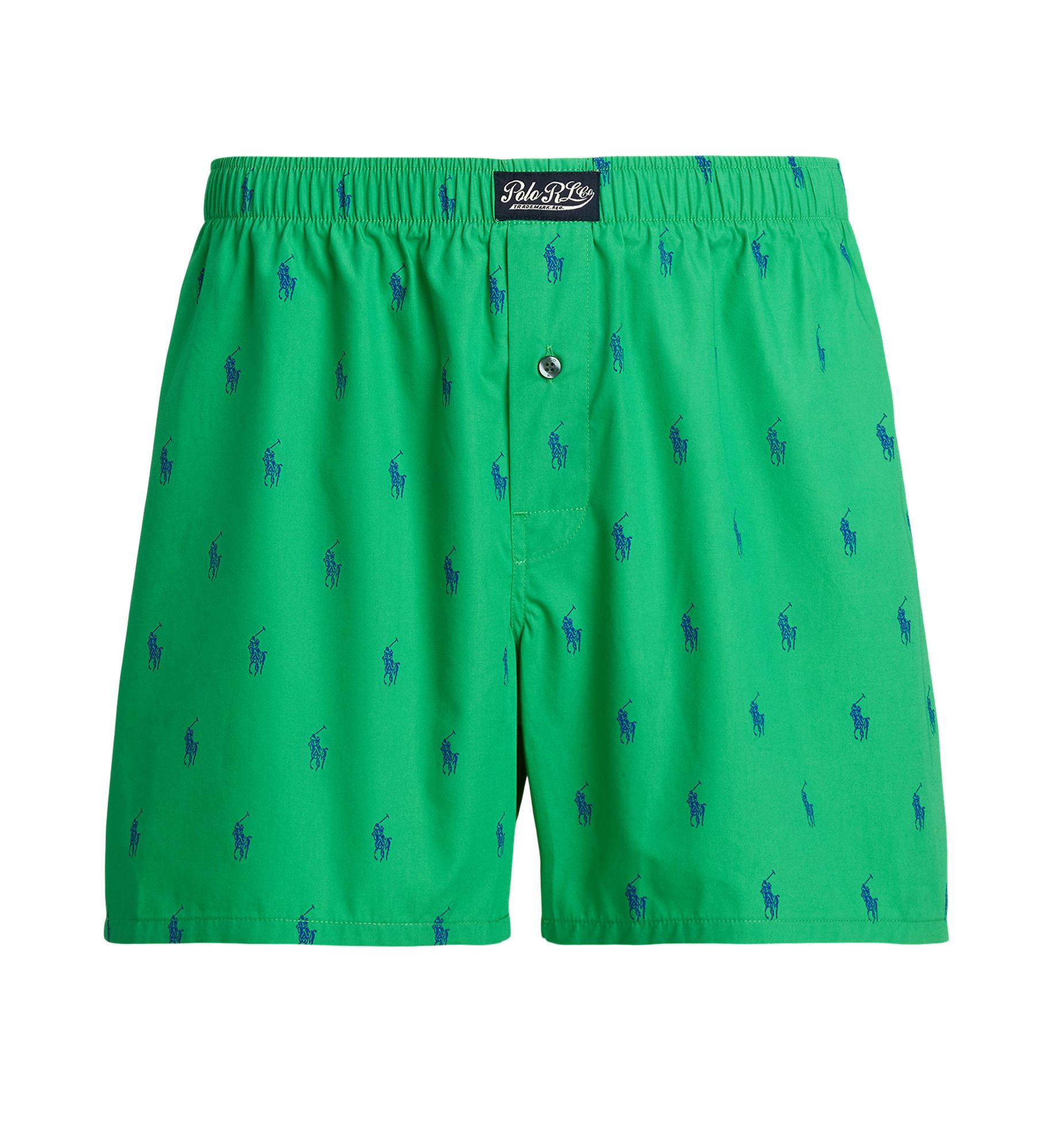 Polo Ralph Lauren Printed Polo Player 100% Cotton Woven Boxer Green/Royal S  - Image 1