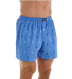 Printed Polo Player 100% Cotton Woven Boxer Cabana Blue/Saturn S