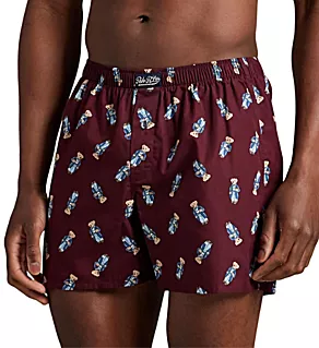 Bear 100% Cotton Woven Boxer Wine/Morning Bear S
