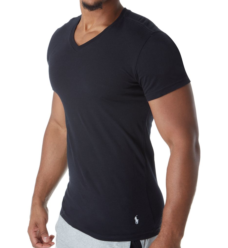 black v neck polo t shirt