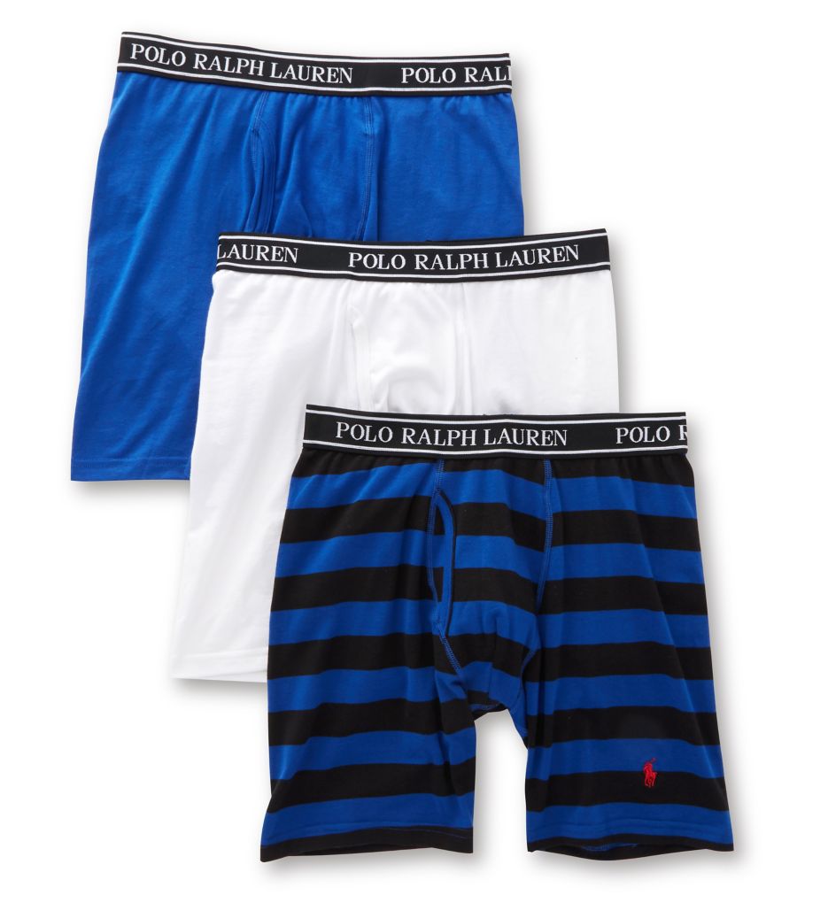 Stretch Classic Fit Long Leg Boxer Briefs - 3 Pack Royal/Monroe/Saturn S by Polo  Ralph Lauren