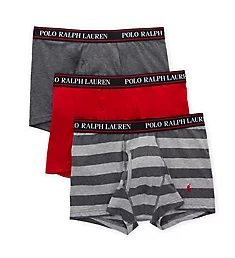 Stretch Classic Fit Trunks - 3 Pack Charcoal/Stripe/Red S