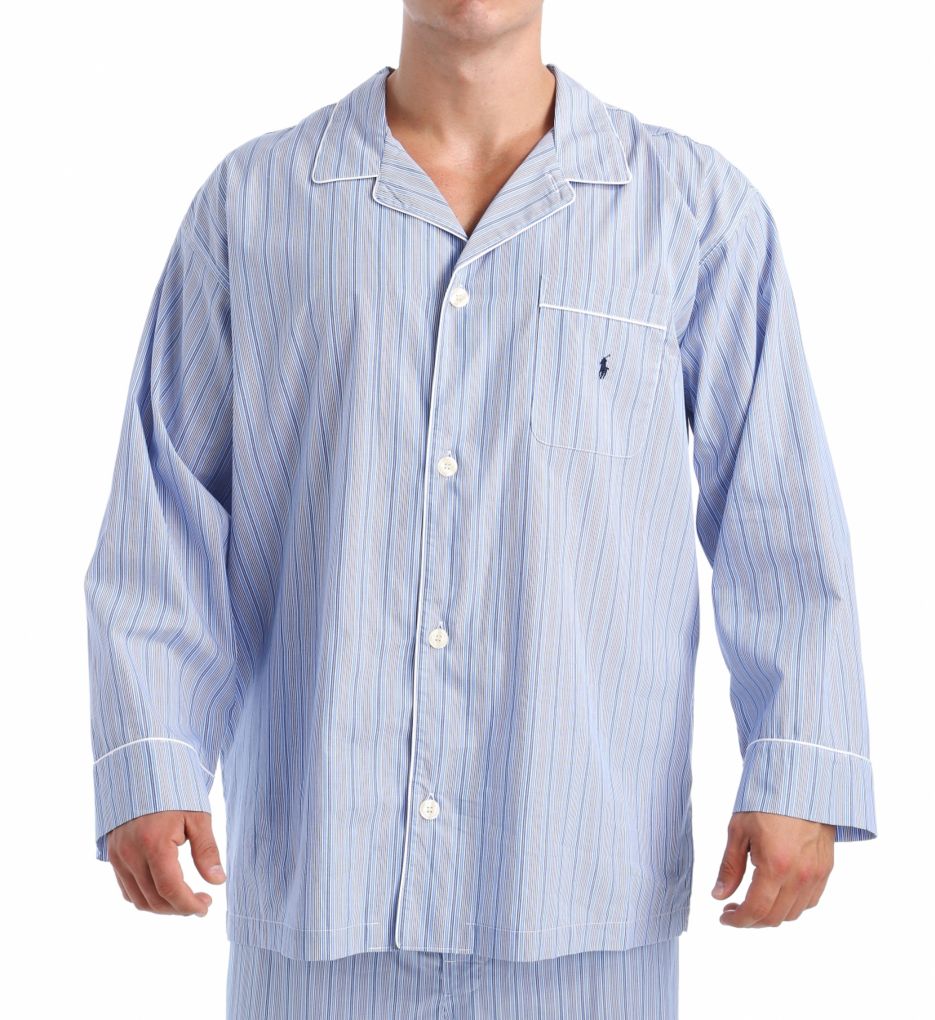 Tall Man Woven Cotton Long Sleeve Pajama Top-fs