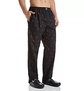 Big Man Printed Polo Woven Pajama Pant Black/Red 1XL