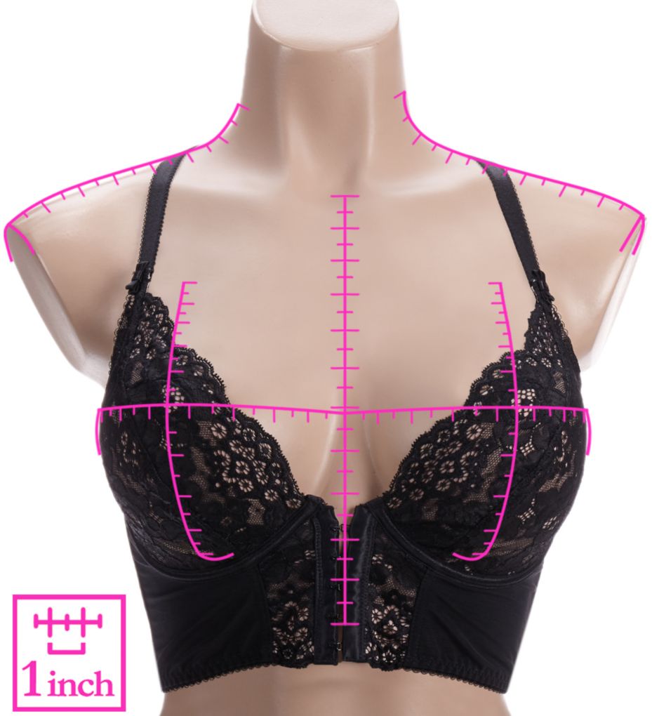 Amour Accent Front Fastening Underwired Bralette, Black/Pink