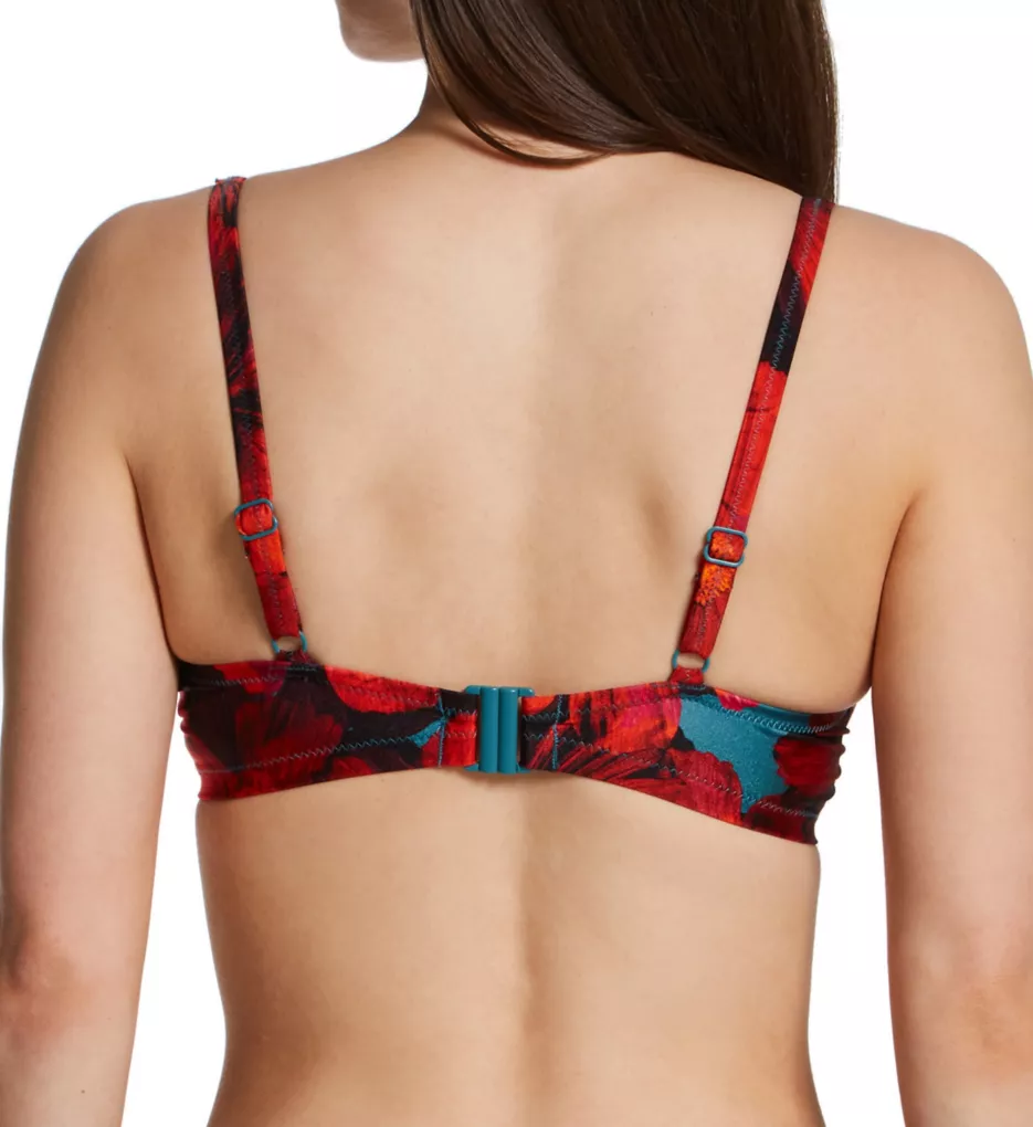 Orchid Luxe Underwire Non Padded Bikini Swim Top Red/Teal 32D