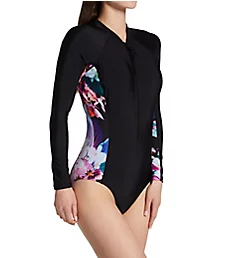 Energy Long Sleeve Zip Front Paddle Suit Orchid Floral S