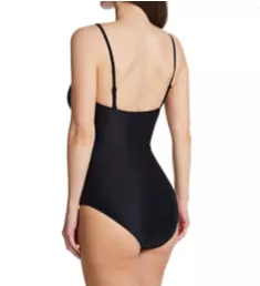 High Neck Mesh Insert Control One Piece Swimsuit Black S