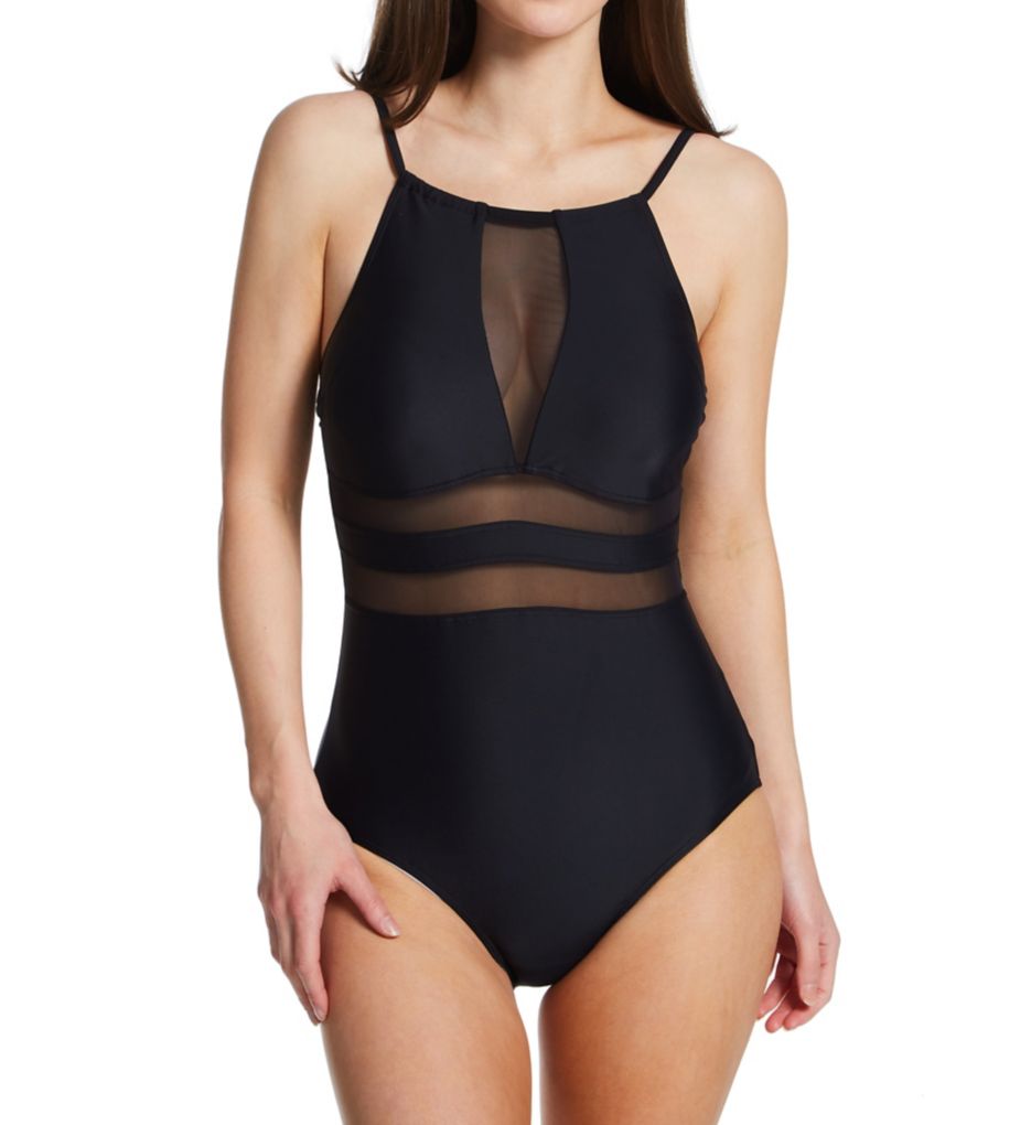 Yin cut out mesh 2024 underwire one piece swimsuit