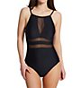 Pour Moi High Neck Mesh Insert Control One Piece Swimsuit