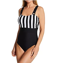 Control Color Block One Piece Swimsuit Black/White S