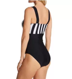 Control Color Block One Piece Swimsuit Black/White S